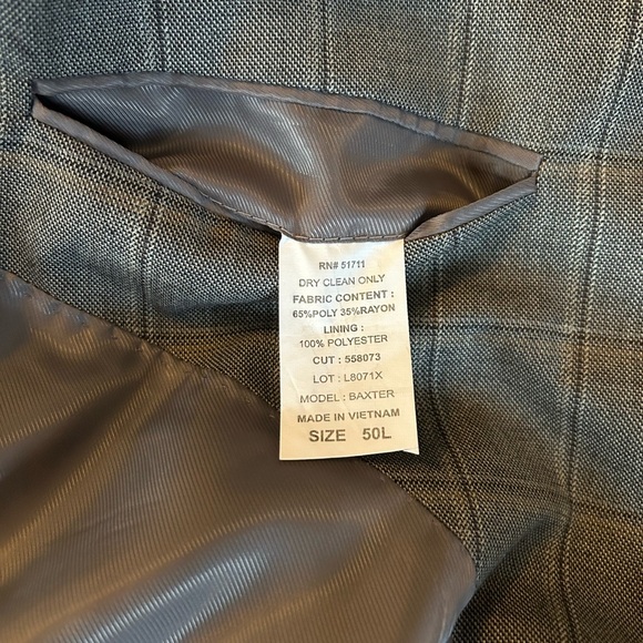 Andrew Fezza Two Button Gray Check Windowpane Sport Coat Blazer Size 50 L - Picture 7 of 8